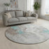 8' Teal Taupe And Ivory Abstract Washable Round Rug With UV Protection