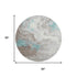 8' Teal Taupe And Ivory Abstract Washable Round Rug With UV Protection