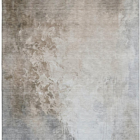 9' X 12' Beige And Ivory Abstract Washable Area Rug With UV Protection