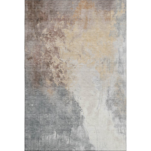 5' X 8' Coral Beige And Ivory Abstract Washable Area Rug With UV Protection