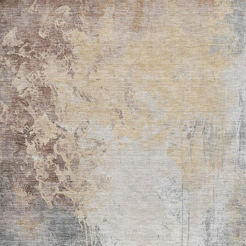 8' X 10' Coral Beige And Ivory Abstract Washable Area Rug With UV Protection