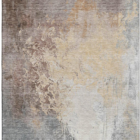8' X 10' Coral Beige And Ivory Abstract Washable Area Rug With UV Protection