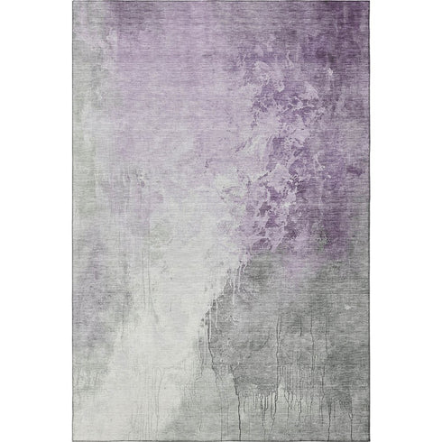 5' X 8' Lavender And Ivory Abstract Washable Area Rug With UV Protection