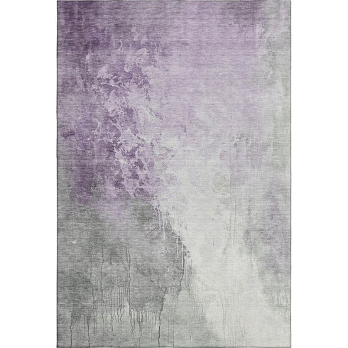 8' X 10' Lavender And Ivory Abstract Washable Area Rug With UV Protection