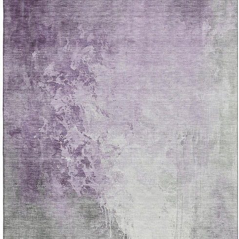 8' X 10' Lavender And Ivory Abstract Washable Area Rug With UV Protection