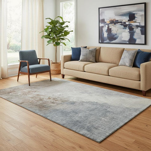 5' X 8' Rust Gray And Ivory Abstract Washable Area Rug With UV Protection