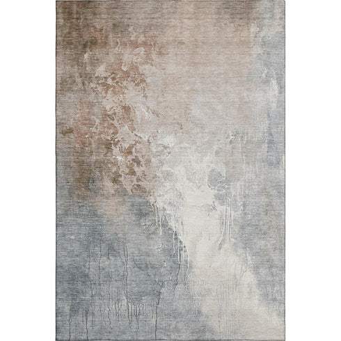5' X 8' Rust Gray And Ivory Abstract Washable Area Rug With UV Protection