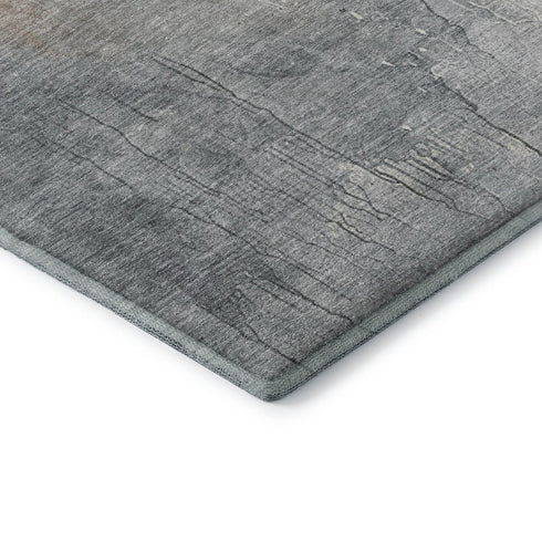 9' X 12' Rust Gray And Ivory Abstract Washable Area Rug With UV Protection