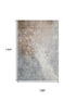 9' X 12' Rust Gray And Ivory Abstract Washable Area Rug With UV Protection