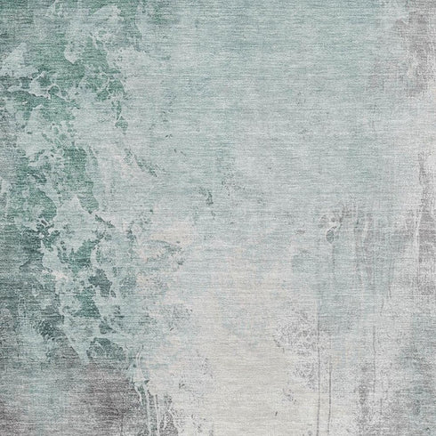 5' X 8' Pale Aqua And Ivory Abstract Washable Area Rug With UV Protection