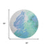 8' Pale Aqua Blue And Ivory Abstract Washable Round Rug With UV Protection