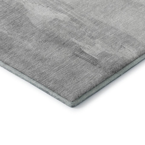 5' X 8' Gray And Ivory Abstract Washable Area Rug With UV Protection