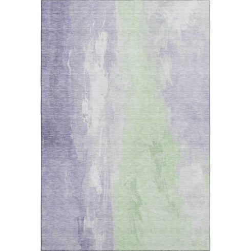 5' X 8' Lavender And Ivory Abstract Washable Area Rug With UV Protection