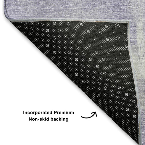 5' X 8' Lavender And Ivory Abstract Washable Area Rug With UV Protection