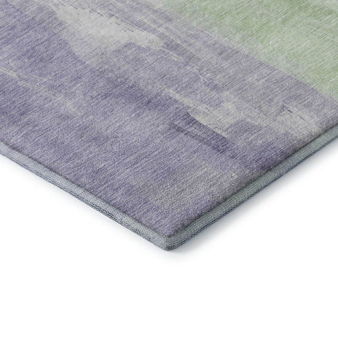5' X 8' Lavender And Ivory Abstract Washable Area Rug With UV Protection