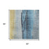 5' X 8' Blue And Gold Abstract Washable Area Rug With UV Protection