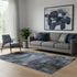 5' X 8' Blue And Gold Abstract Washable Area Rug With UV Protection