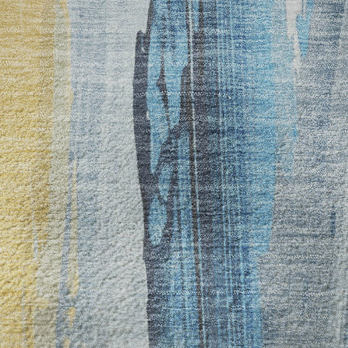 8' X 10' Blue And Gold Abstract Washable Area Rug With UV Protection