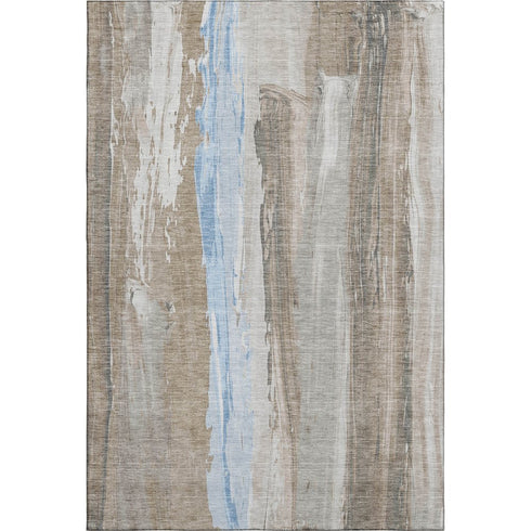 8' X 10' Coffee And Blue Abstract Washable Area Rug With UV Protection