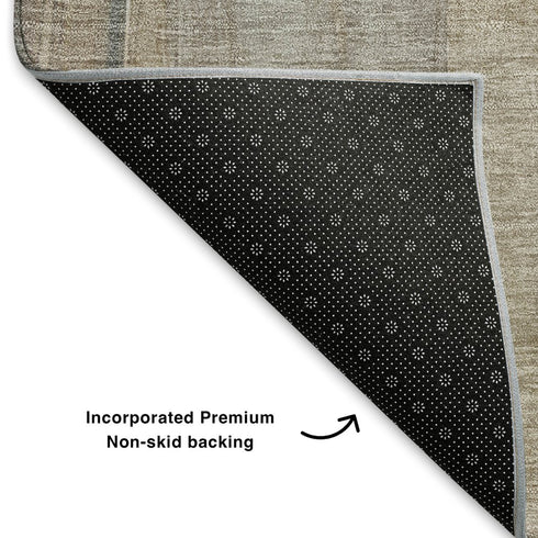 8' X 10' Coffee And Blue Abstract Washable Area Rug With UV Protection