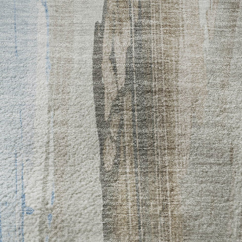 8' X 10' Coffee And Blue Abstract Washable Area Rug With UV Protection