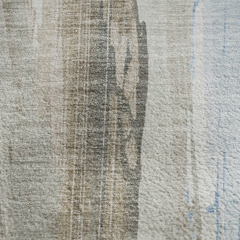8' X 10' Coffee And Blue Abstract Washable Area Rug With UV Protection