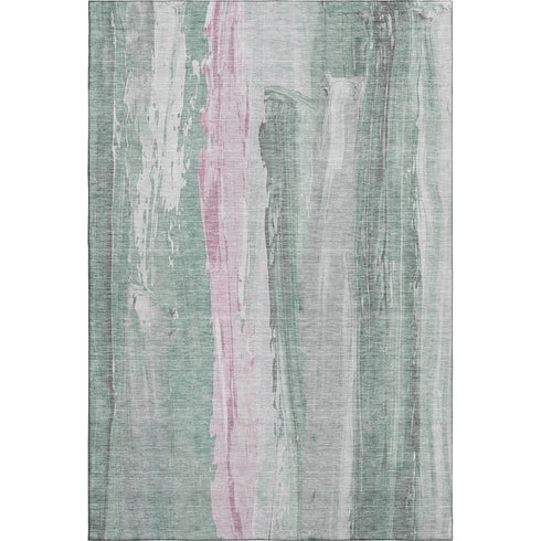 8' X 10' Sage And Blush Abstract Washable Area Rug With UV Protection