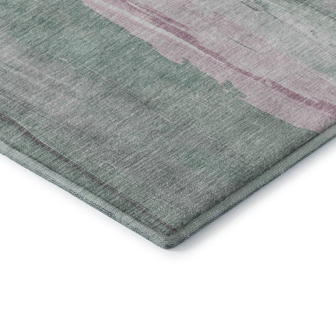 8' X 10' Sage And Blush Abstract Washable Area Rug With UV Protection