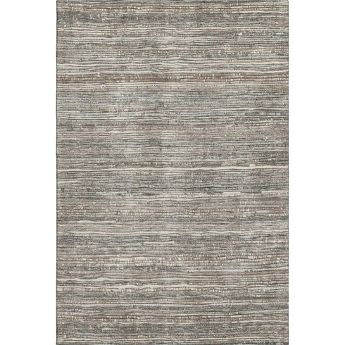 5' X 8' Beige And Taupe Striped Washable Area Rug With UV Protection