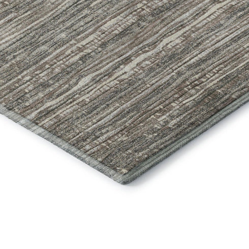 5' X 8' Beige And Taupe Striped Washable Area Rug With UV Protection