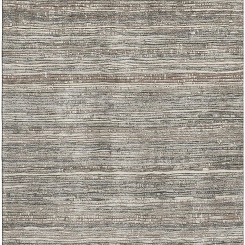 5' X 8' Beige And Taupe Striped Washable Area Rug With UV Protection
