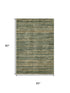5' X 8' Fern Green And Taupe Striped Washable Area Rug With UV Protection