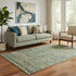 5' X 8' Fern Green And Taupe Striped Washable Area Rug With UV Protection