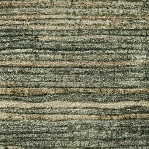 5' X 8' Fern Green And Taupe Striped Washable Area Rug With UV Protection