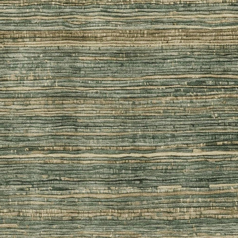 5' X 8' Fern Green And Taupe Striped Washable Area Rug With UV Protection