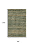 8' X 10' Fern Green And Taupe Striped Washable Area Rug With UV Protection