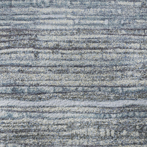 8' Sky Blue And Gray Striped Washable Round Rug With UV Protection
