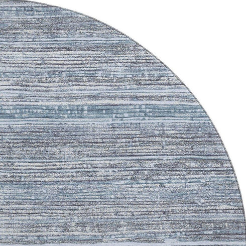 8' Sky Blue And Gray Striped Washable Round Rug With UV Protection