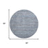 8' Sky Blue And Gray Striped Washable Round Rug With UV Protection