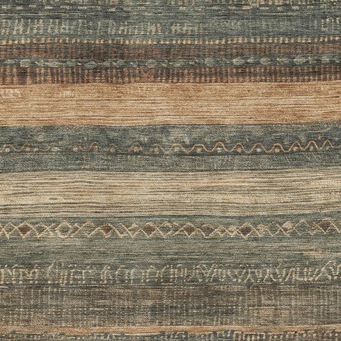 5' X 8' Fern Green And Copper Geometric Washable Area Rug With UV Protection