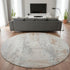 8' Coral And Ivory Abstract Washable Round Rug With UV Protection
