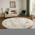 8' Coral And Ivory Abstract Washable Round Rug With UV Protection