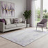5' X 8' Lavender And Ivory Abstract Washable Area Rug With UV Protection