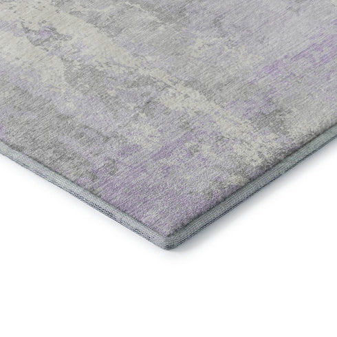 5' X 8' Lavender And Ivory Abstract Washable Area Rug With UV Protection