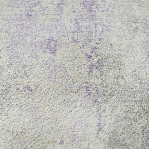5' X 8' Lavender And Ivory Abstract Washable Area Rug With UV Protection