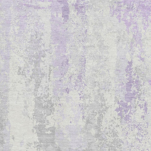 5' X 8' Lavender And Ivory Abstract Washable Area Rug With UV Protection