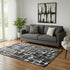 5' X 8' Black And Ivory Striped Washable Area Rug With UV Protection