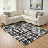 8' X 10' Black And Ivory Striped Washable Area Rug With UV Protection