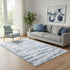 5' X 8' Blue And Ivory Striped Washable Area Rug With UV Protection