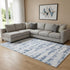 8' X 10' Blue And Ivory Striped Washable Area Rug With UV Protection